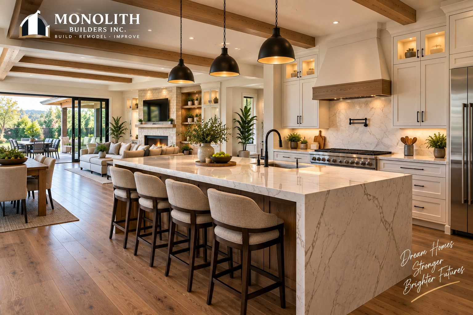 Completed kitchen remodeling by Monolith Builders